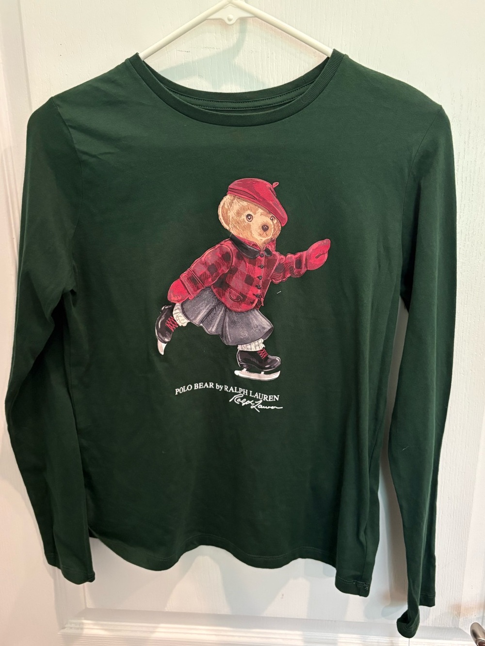 Polo Ralph Lauren Ice Skating Polo Bear Long Sleeve T-shirt Girls Size XL/16